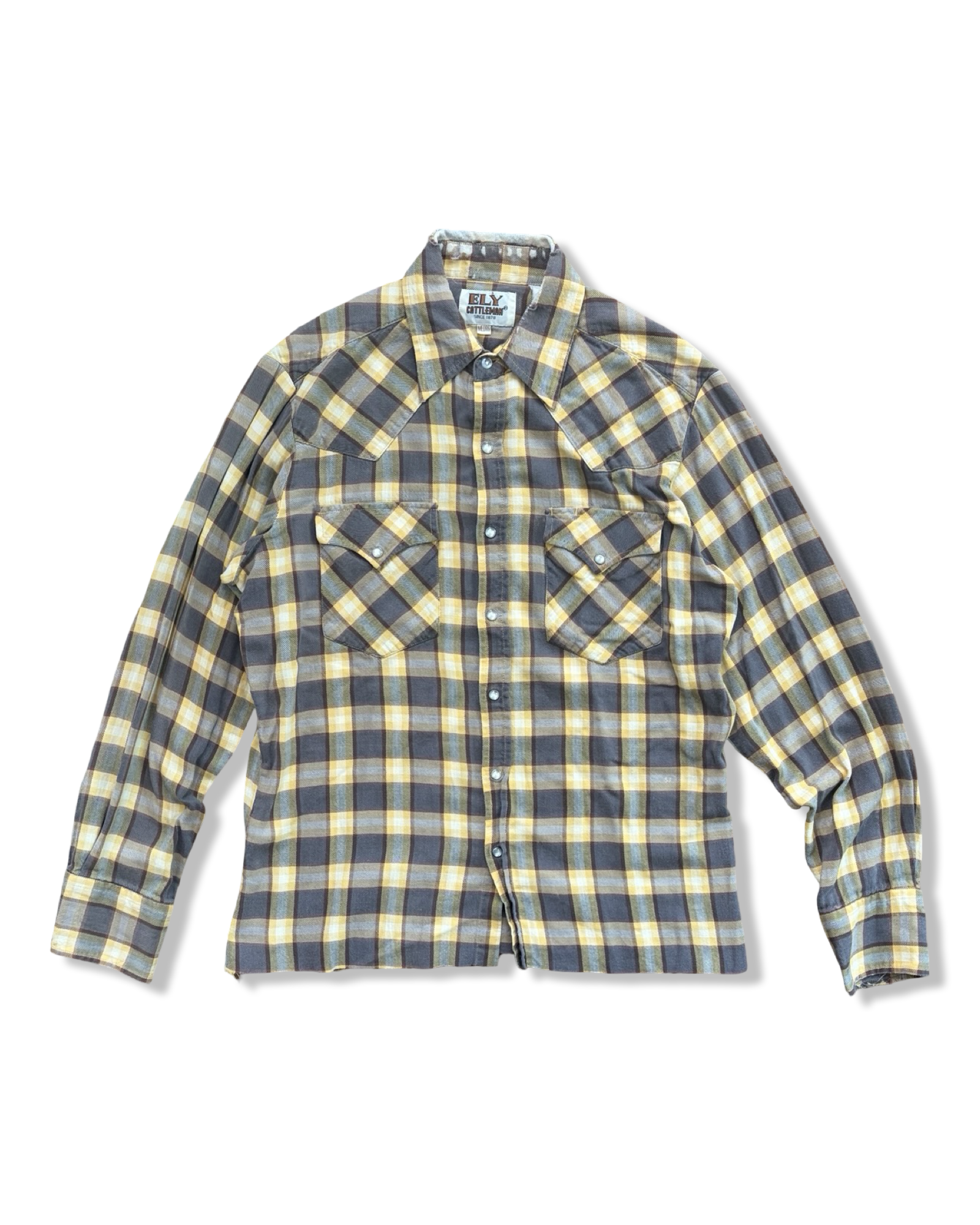 1980's Ely Cattleman Pearl-Snap Dress Shirt (M) - front